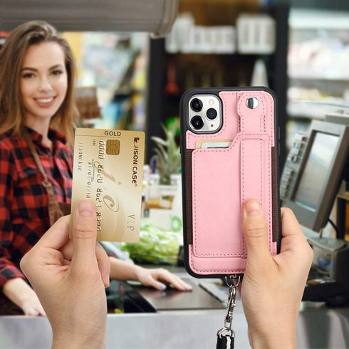 TOOVREN Phone Cover for iPhone 11 Pro Max Wallet Case with Card Holder PU Leather Kickstand Fits iPhone 11 Pro Max Case with Strap Stand Adjustabl...